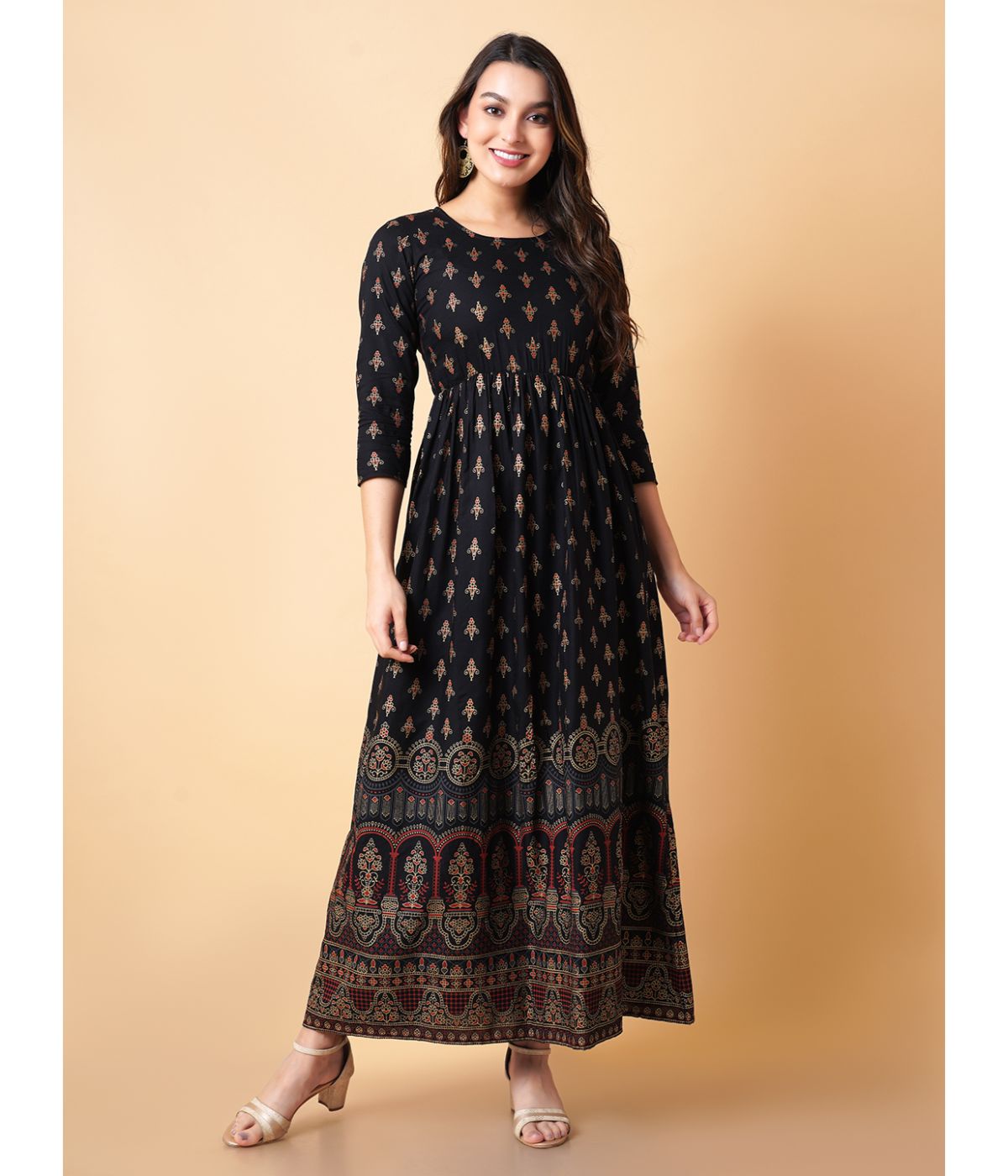 Daevish Women Black Fit & Flare Ethnic Dress