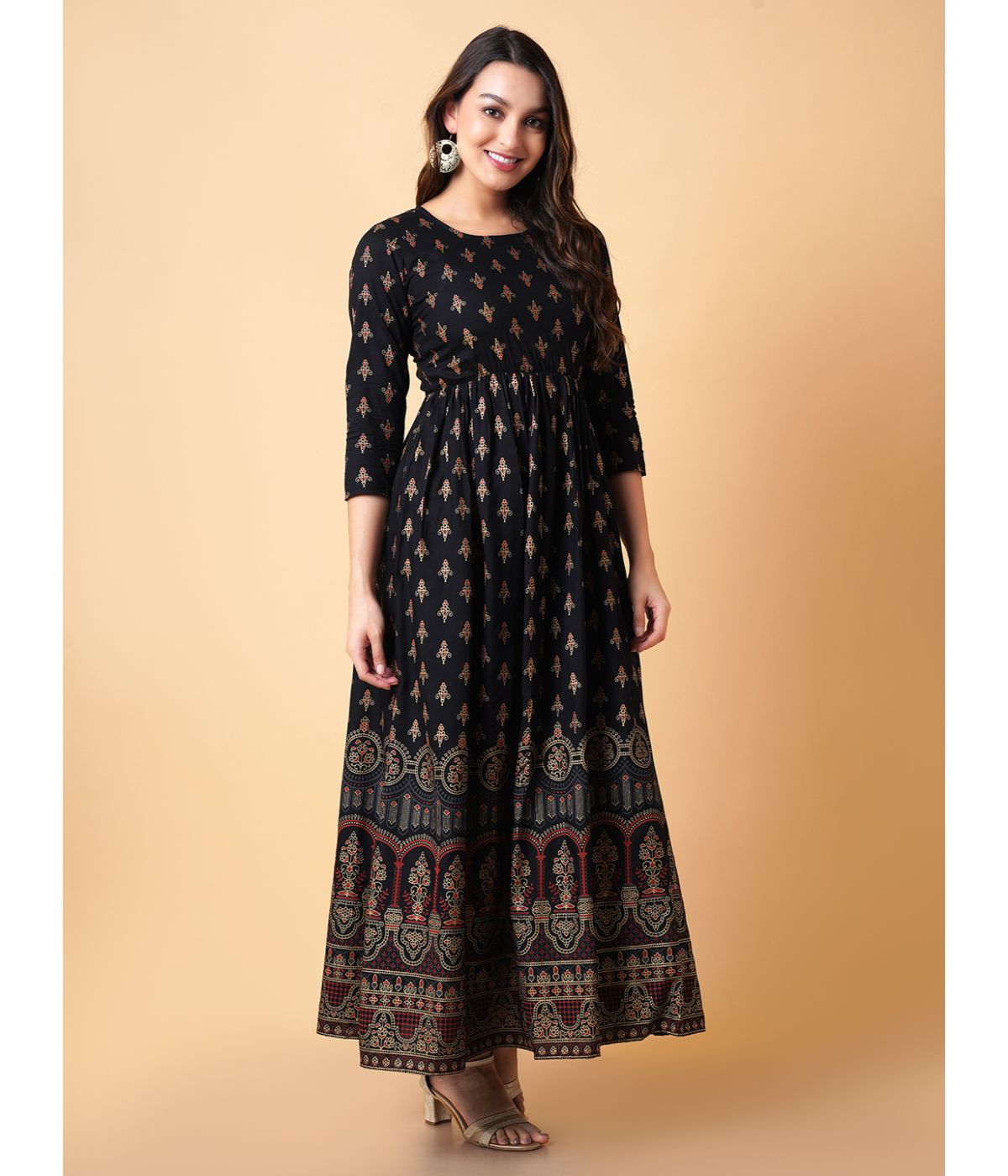 Daevish Women Black Fit & Flare Ethnic Dress