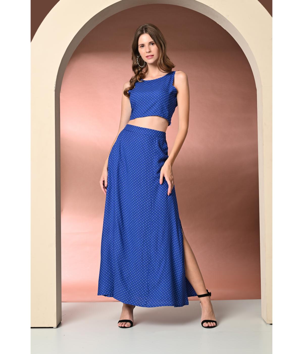 Daevish New Polka Dot's Printed Top Skirt Co Ord Set for Women & Girls