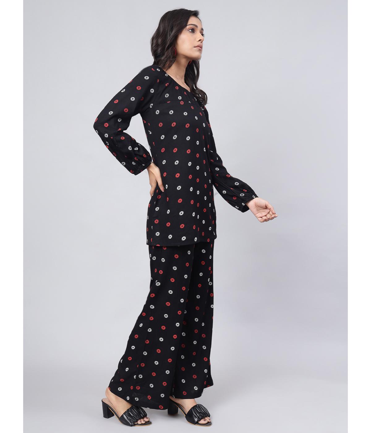 Daevish New Women Rayon Floral Printed Top and Full Length Pant Western Co_Ord Set