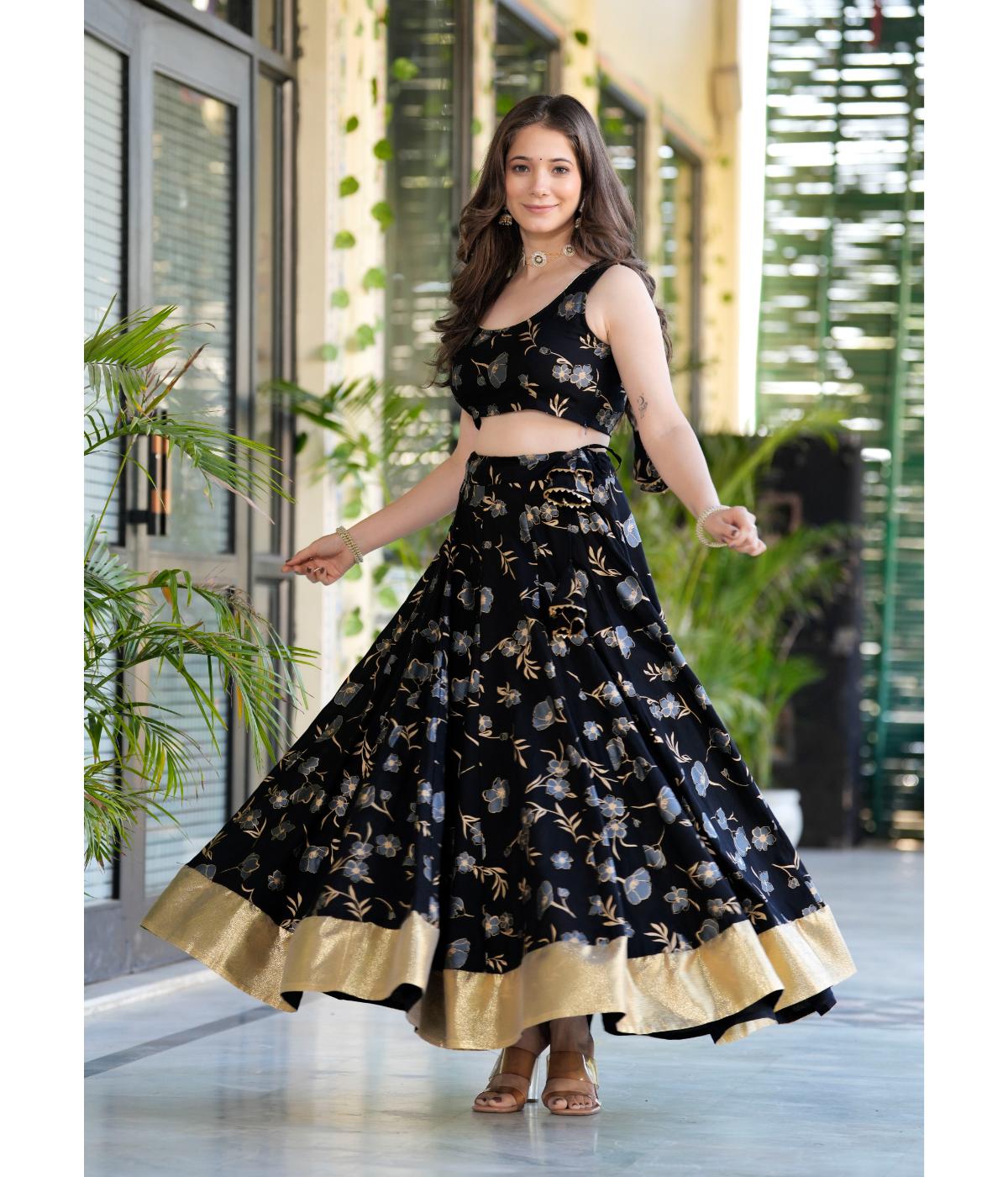 Daevish New Rayon Floral Printed Ready to Wear Lehenga & Blouse With Dupatta For Women