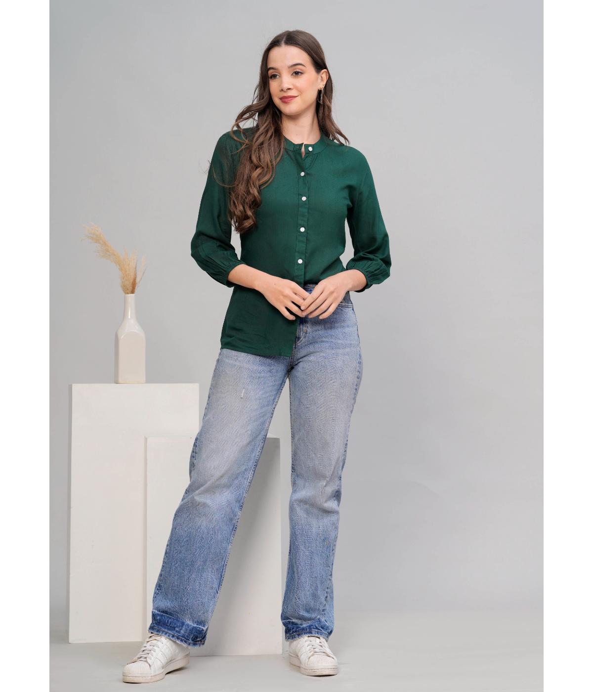 Daevish New Solid Casual Regular Fit Puff Sleeves Shirt for Women & Girl's