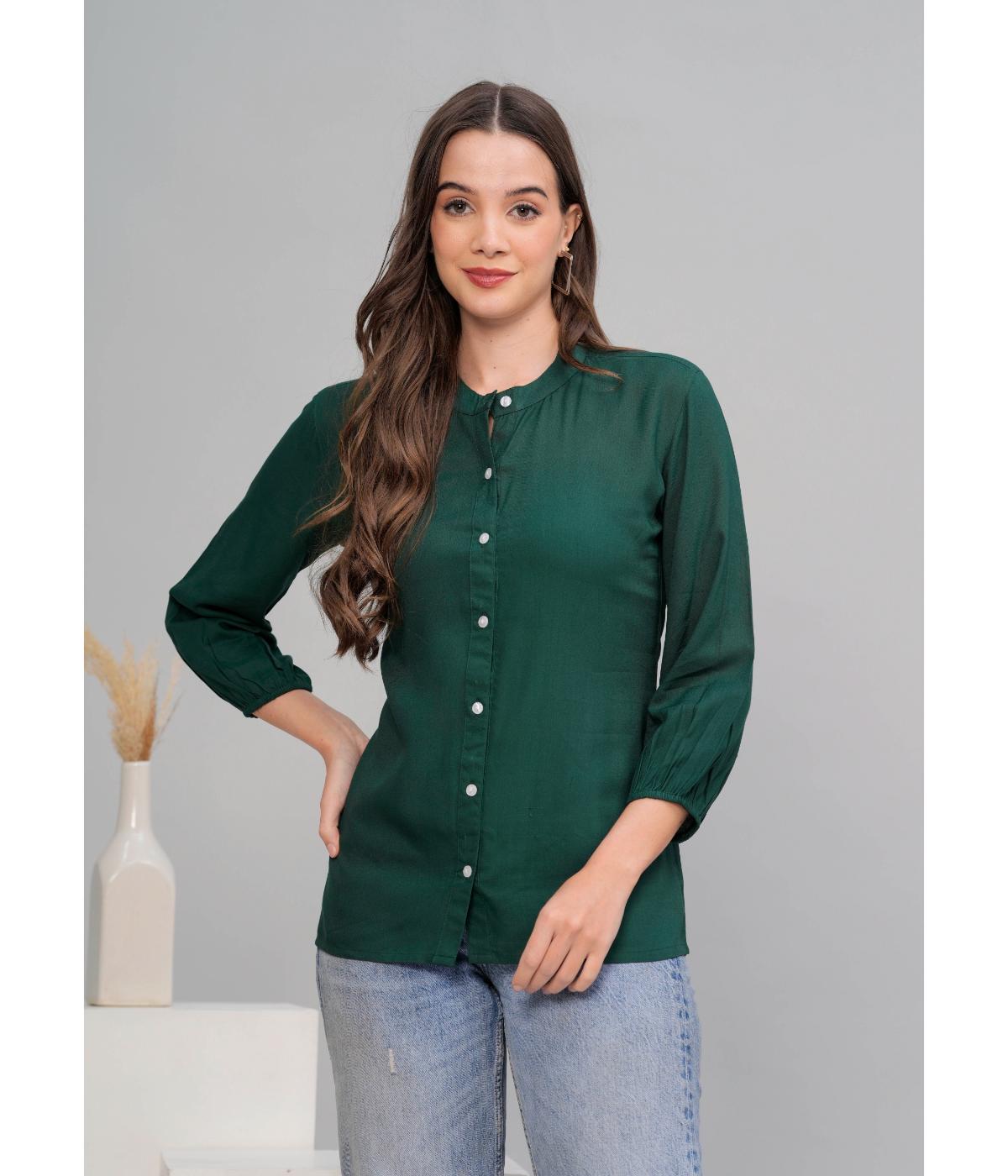 Daevish New Solid Casual Regular Fit Puff Sleeves Shirt for Women & Girl's
