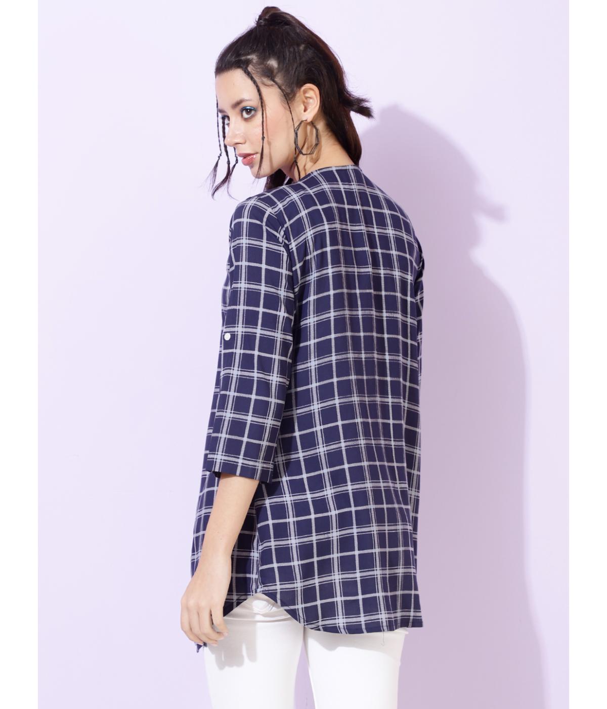 Daevish New Checks Printed Front Open Regular Fit Shrug for Women & Girl's