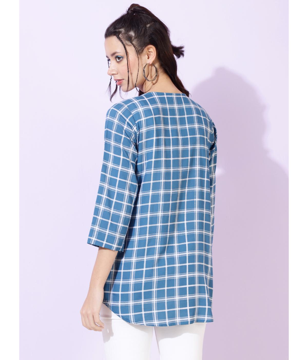 Daevish New Checks Printed Front Open Regular Fit Shrug for Women & Girl's