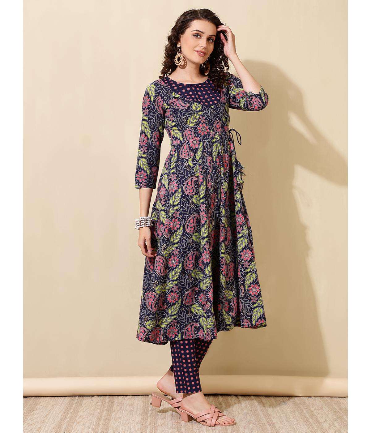 Daevish New Rayon Floral Printed Calf Length Flared Dress for Women & Gilrs | Women Midi Dress